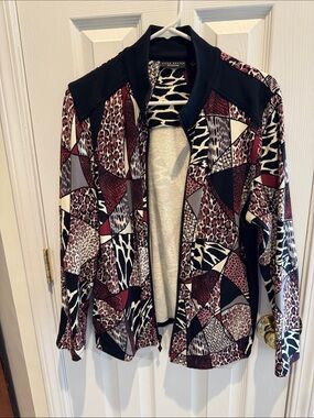Susan Graver Multicolor Patchwork Animal-Print Bomber Jacket